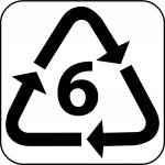 Recyclage pour le type-6 Matières plastiques signe